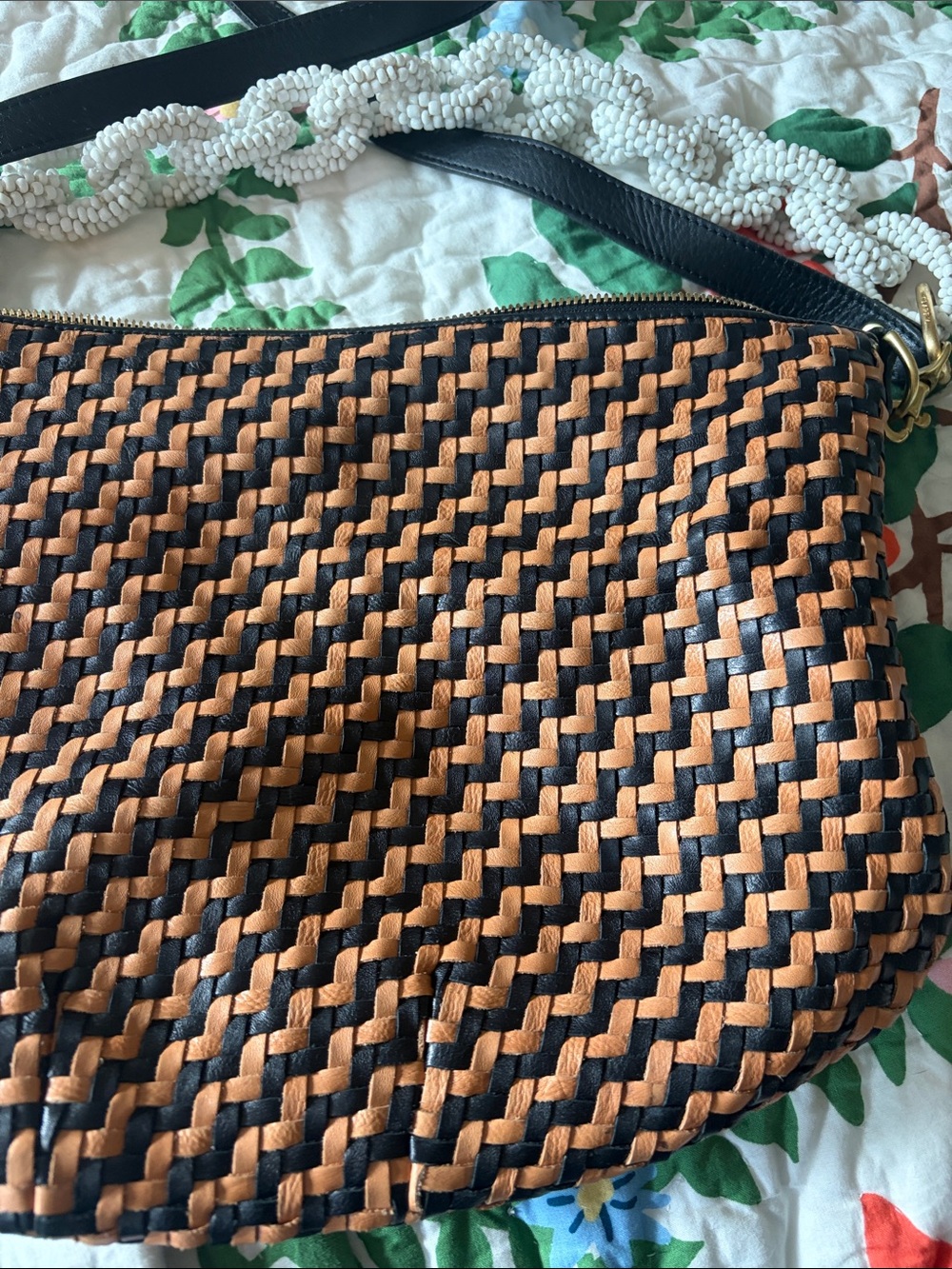 Clare V Moyen Messenger Bag with white shortie strap - Picture 6 of 12